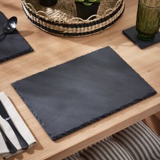 Set of 2 Slate Placemats Rustic Natural Dining Black Table Mats 35cm x 25cm