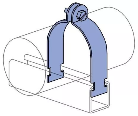 Unistrut P1124-EG, 6", 1000 Lb Rated, Steel, Pipe to Strut, 2-Piece Clamp, 1pc