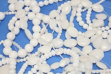 Genuine Stone Beads-White Jade - One 1 Strands of 14 to 15" Full Range Sizes