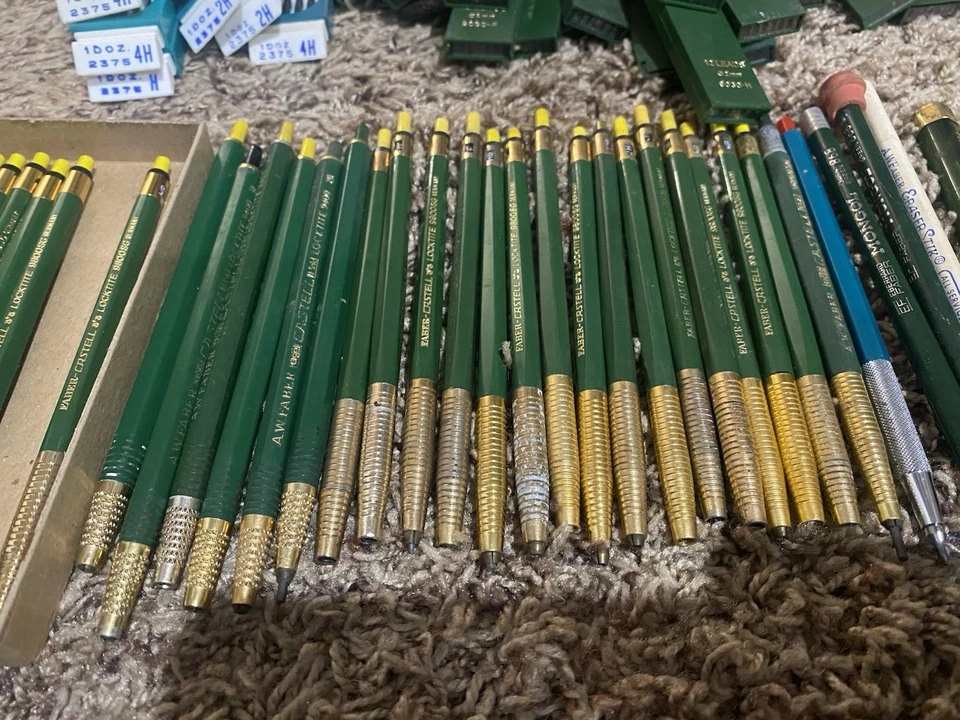 Vintage A.W. Lote de lápices de dibujo Faber Castell Locktite 9800SG 9400 Alemania Foto 3 de 4
