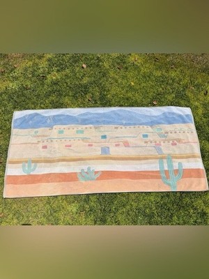 Vintage Royal Terry Adobe Pueblo Southwestern Village Beach Towel Brazil 30x60