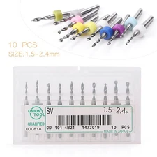 10x 1.5mm-2.4mm PCB Print Circuit Board Carbide Mini Micro Drill Bits CNC
