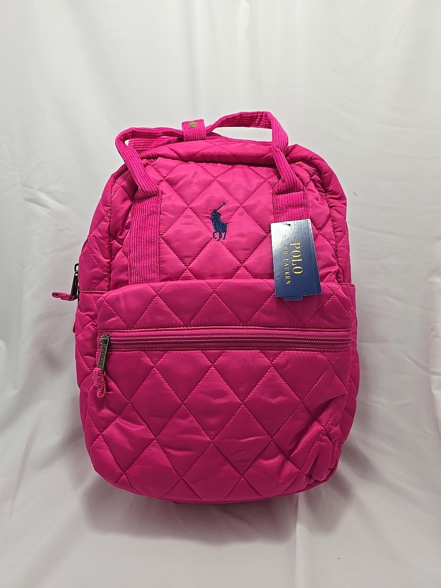 バッグ Polo Ralph Lauren archive backpack pink NWT Polo Ralph Lauren Quilted College Pink Padded Laptop Backpack