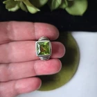 Vintage Sterling Silver 925 Peridot Gemstone Cocktail Ring sz 7 7.9g