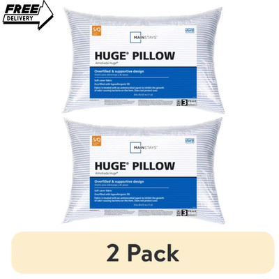 (2 pack) Mainstays Huge Overfilled Bed Pillow, Standard/Queen