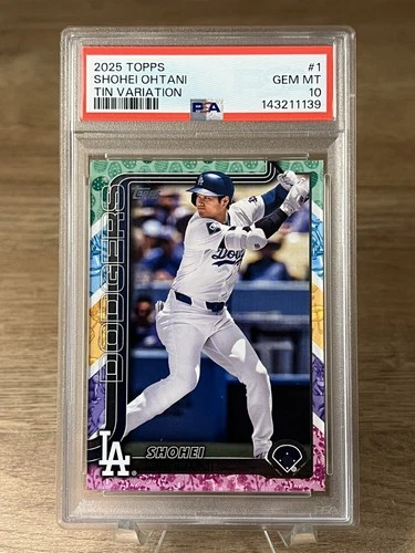 SHOHEI OHTANI 2025 Topps #1 Green Blue Pink Easter Tin Variation PSA 10 Pop 5 !!