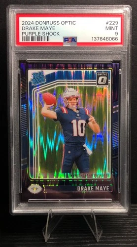 2024 DONRUSS OPTIC RATED ROOKIE #229 DRAKE MAYE RC PURPLE SHOCK PSA MINT 9