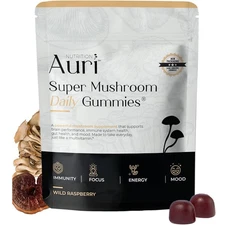 Auri Super Mushroom Daily Gummies – Chaga, Lion’s Mane, Reishi & Cordyceps – 60