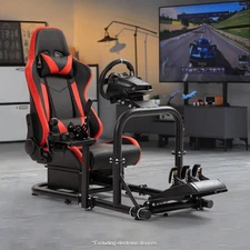 Marada Racing Simulator Cockpit Round Tube With Black&Red Seat Fits Thrustmaster