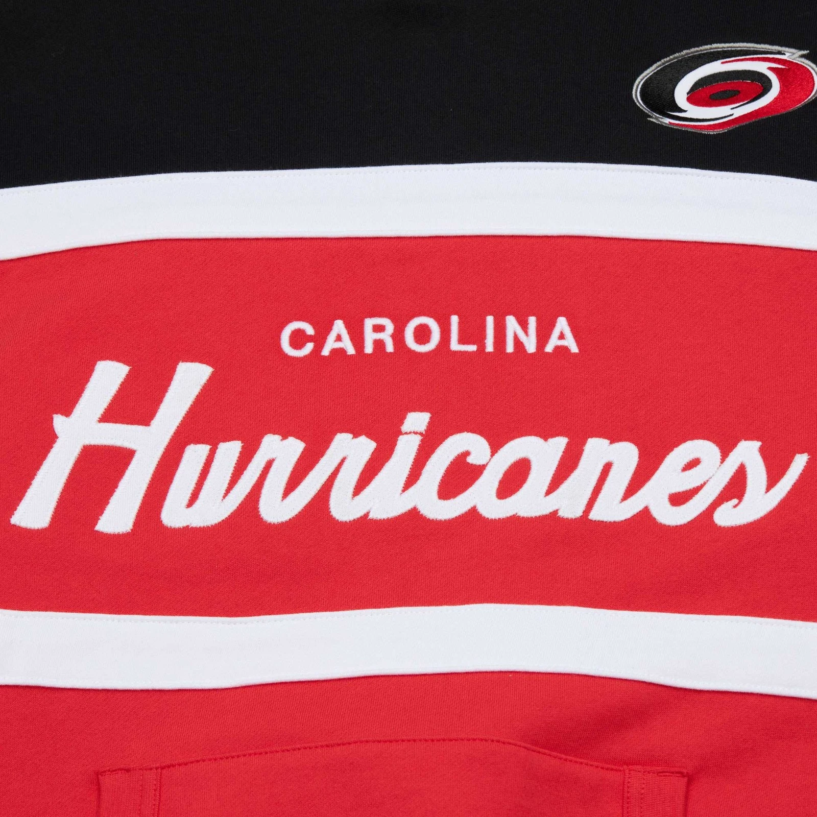 Felpa con cappuccio pullover uomo Mitchell & Ness rosso nero Carolina Hurricanes Head Coach