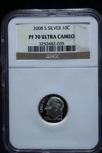 2008 S Silver 10C Dime, NGC PF70 Ultra Cameo