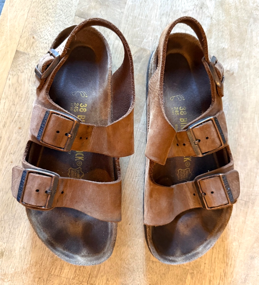 Birkenstock Milano Brown Leather Wide Width Strap Sandals  display picture 1