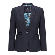 Damen Tweed Blazer Marineblau Geschneidert 1920s Vintage Look – House of Cavani