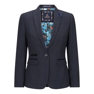 Damen Tweed Blazer Marineblau Geschneidert 1920s Vintage Look – House of Cavani - Bild 1 von 4