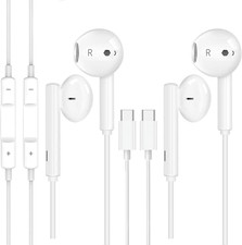 2 Pack Earbuds Headphones Earphones Wired MFI Certified USB C Microphone Call