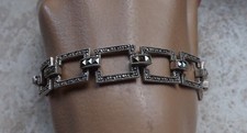Tolles Art Deco Armband 925 Silber mit Makasiten Länge 19 cm, 19,14 g