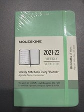 Moleskine 2022 Weekly Planner 12m Pocket Ice Green Hard Cover 3.5" X 5.5"