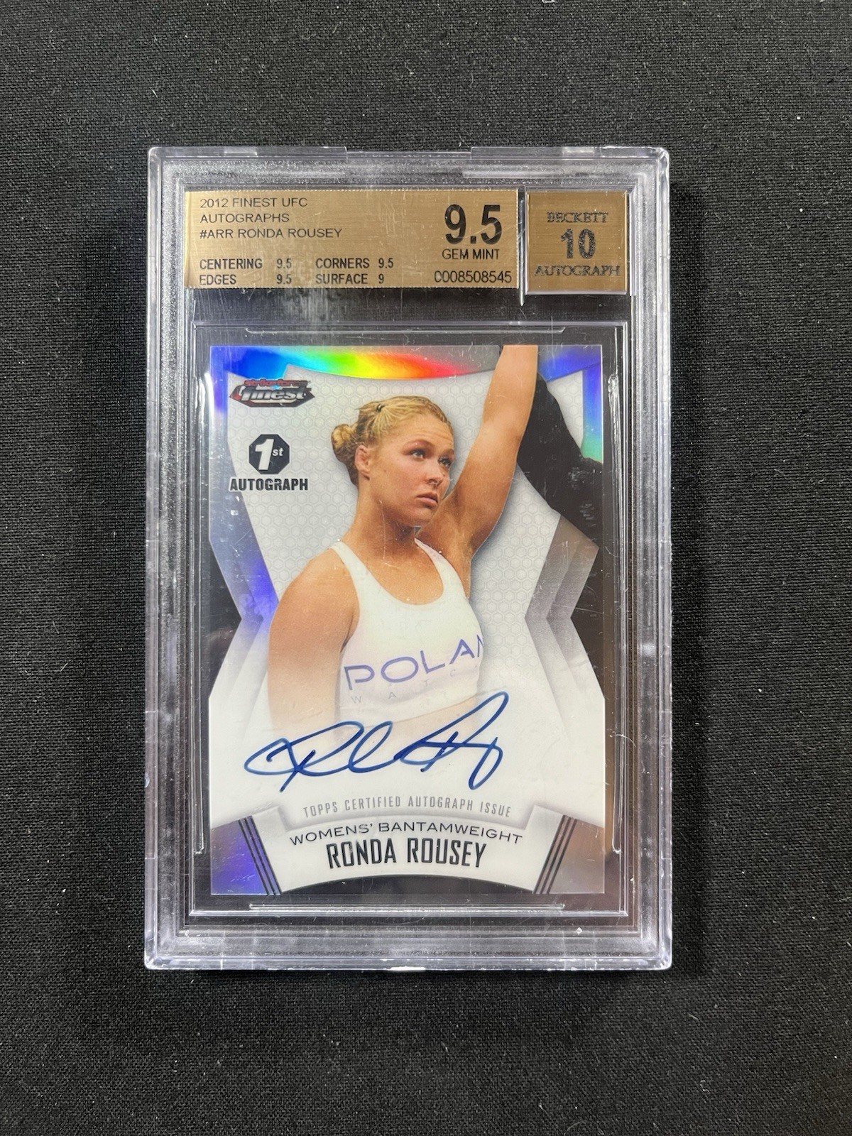 2012 Topps Finest UFC Ronda Rousey 1st Auto BGS 9.5 Autograph