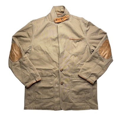Orvis Classic Field Coat 42 Cotton Canvas Hunting Jacket Leather Patches Tan
