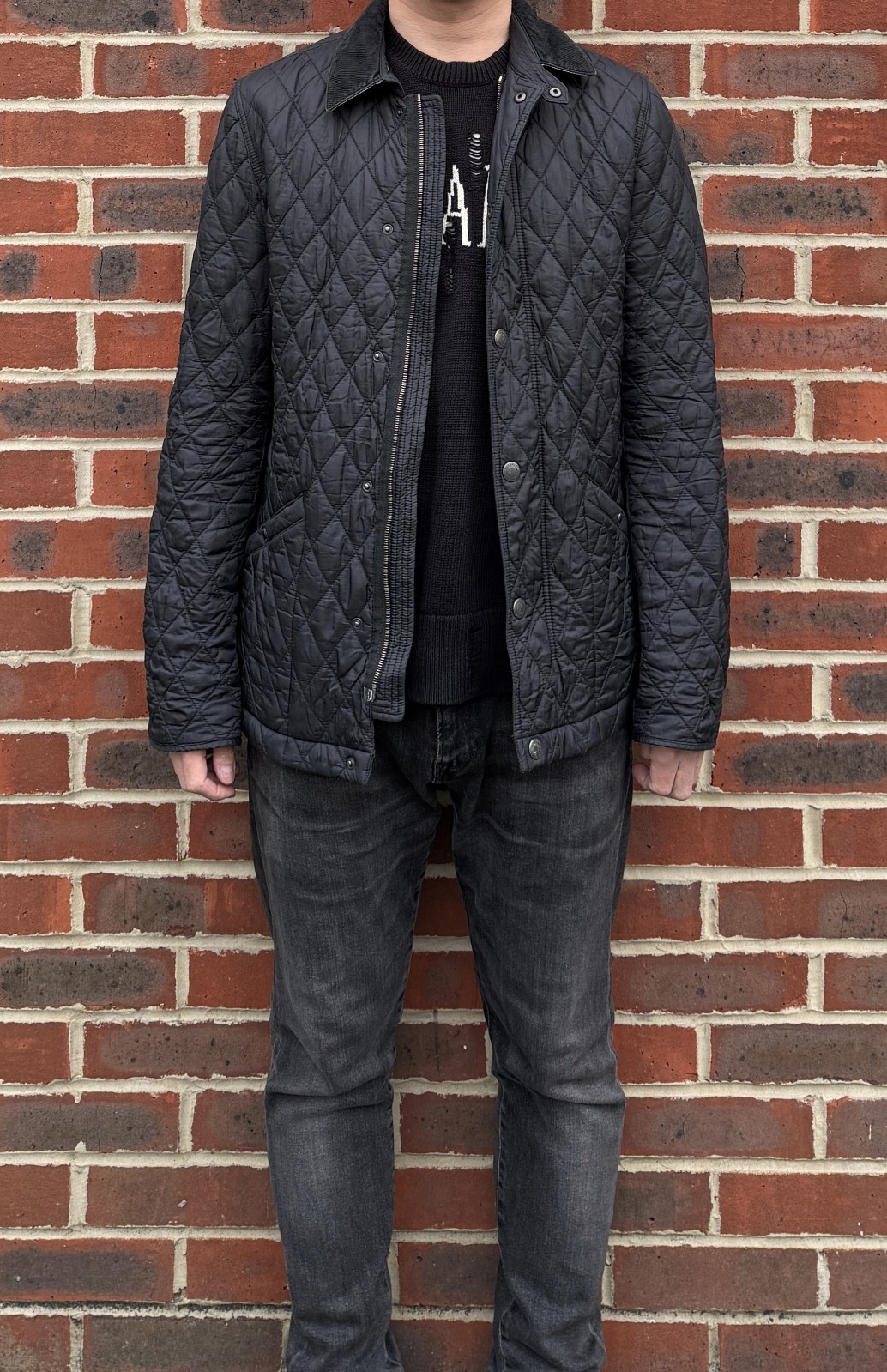 Burberry Brit Mens RODEN Quilted Jacket SMALL Black Grey Country Prorsum Diamond image 5