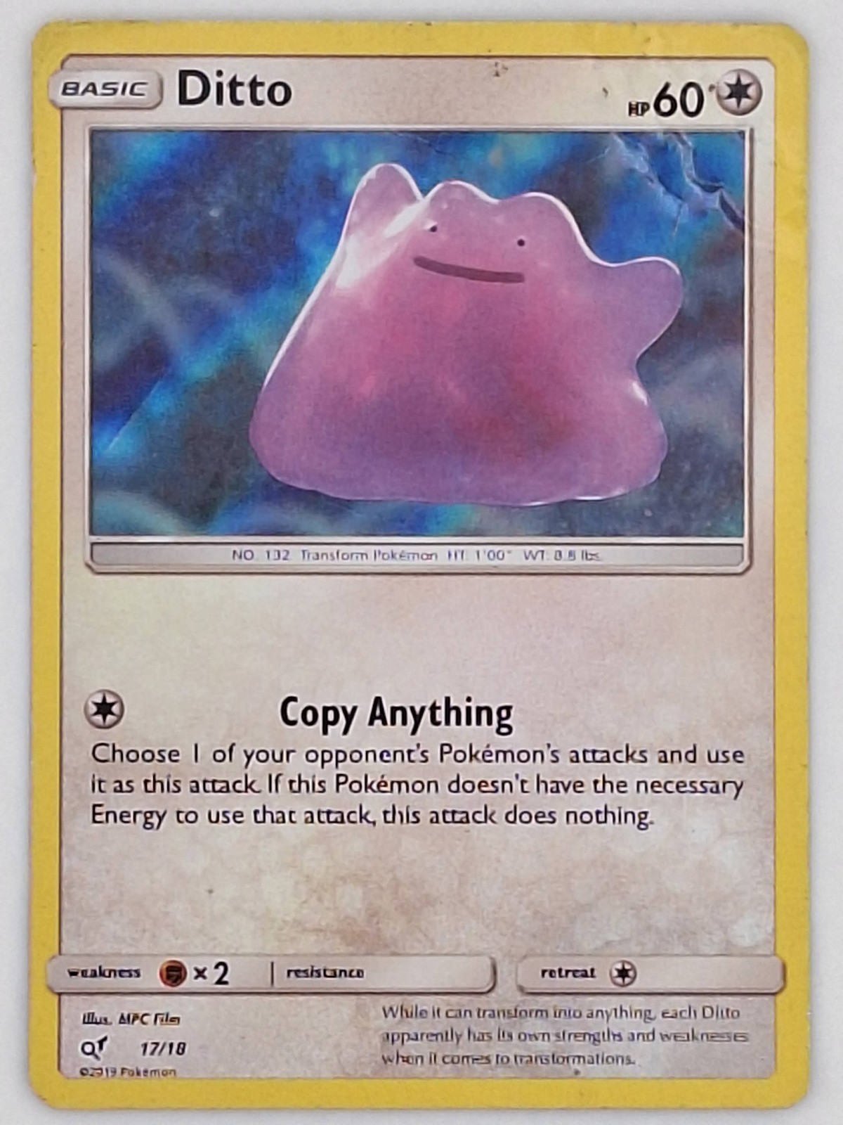 Ditto 17/18 Pokemon - Holo Sun & Moon Detective Pikachu HP
