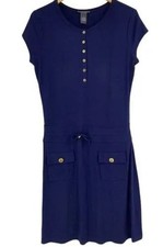 Chelsea & Theodore Women's Drawstring Waist Dress Navy Size 12