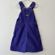 Vintage Osh Kosh Overall Dress Vestbak Girl Size 6 Purple Corduroy Pockets