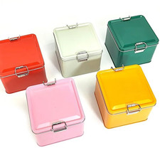 Square Metal Storage Box 120x120x95mm Tinplate Candy Cookie Tea Money Holder