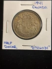 1941 Canada 50 Cents Canadian Silver Half Dollar “0726034” 50C