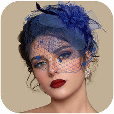 Fascinators Hats for Women Tea Party Hat Feather Mesh Headband Vintage Lace Cock