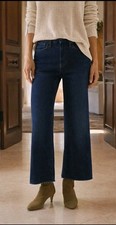 Frank And Eileen Galway 26" Wide Leg Jeans Womens 25 Blue Denim Logo Frayed Hem