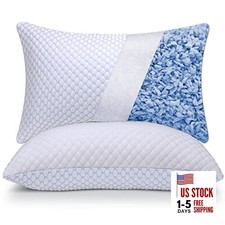 Cooling Adjustable Shredded Memory Foam Pillows Queen Size Queen Pack of 2 