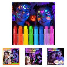 Neon Face Paint Sticks Glow in Dark Black Light Body Paint for Kids Party Makeup