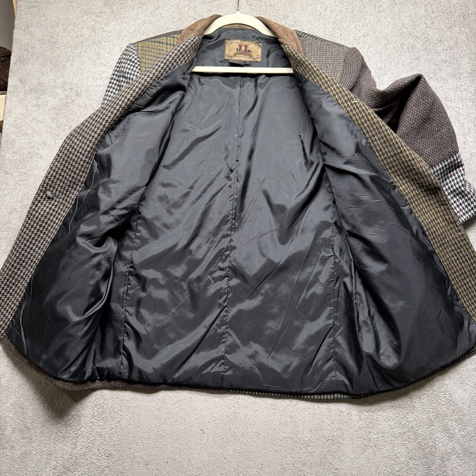 Patchwork Tweed Wool Blazer Equestrian Preppy Lea… - image 5