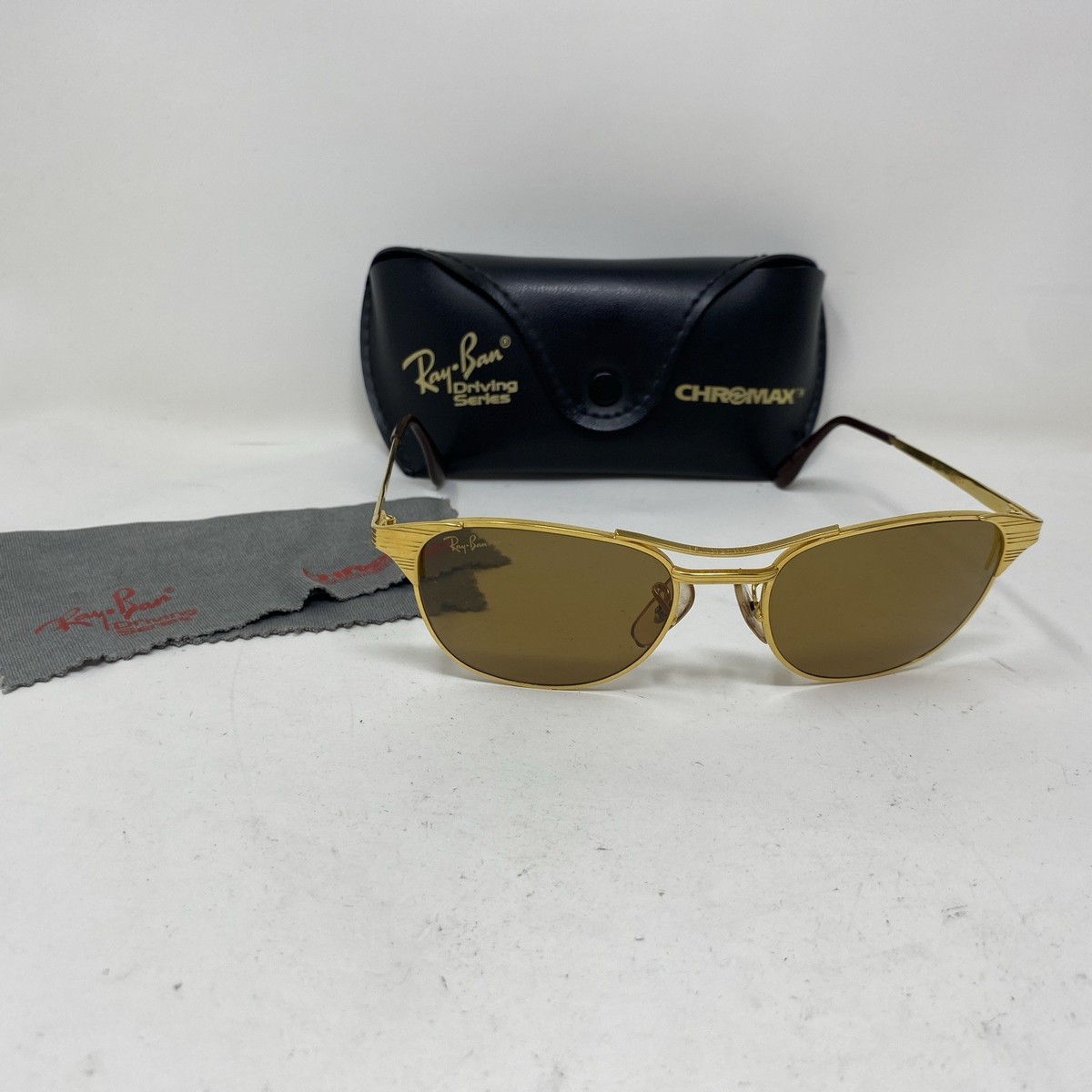 B&L Ray-Ban SIGNET CHROMAX SUNGLASSES GOLD W/ GLASS LENS W/ CASE