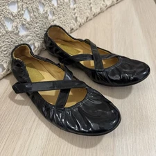 Lanvin Black Patent Leather Ballet Flats Size 39 US 7.5 Slip-On Shoee