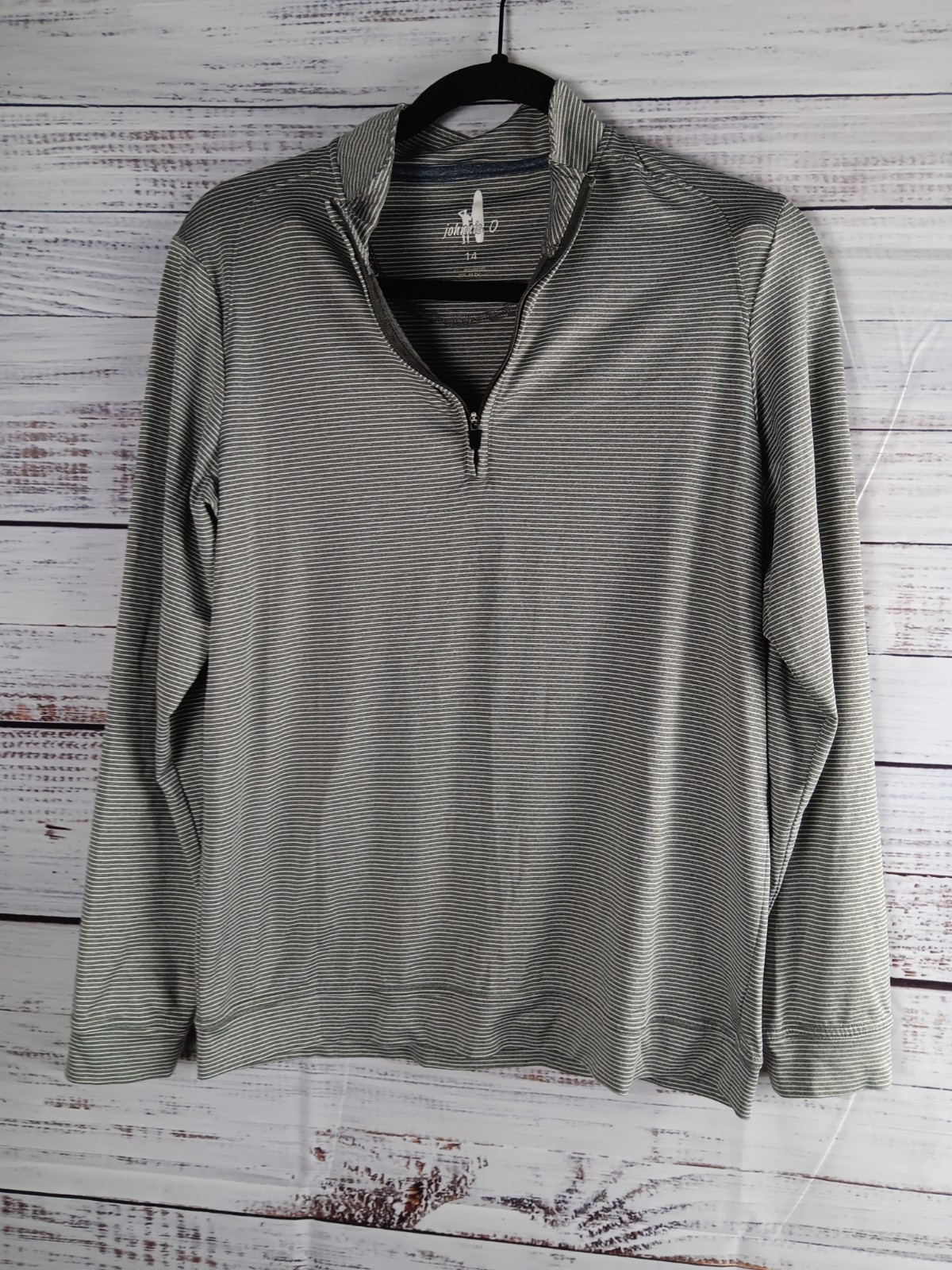 Johnnie O Sweatshirt Women's 14 Gray Stripes Long Sleeve Pullover
