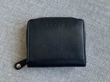 Vintage COACH Black Leather Zip Credit Card Coin Case Wallet