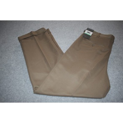 Perry Ellis America Pants Men Size 34 x 30 Dress Golf Polyester Pleated Tan NEW 