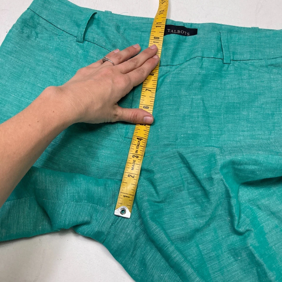 Bermudas Talbots 6 Mezcla de Lino Turquesa Frente Plano Informales Bolsillos con Cremallera Foto 3 de 4