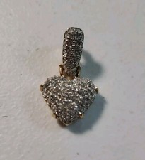 Swarovski Signed Gold Tone Crystal Big Puffed Heart Pendant Love Valentine's Day