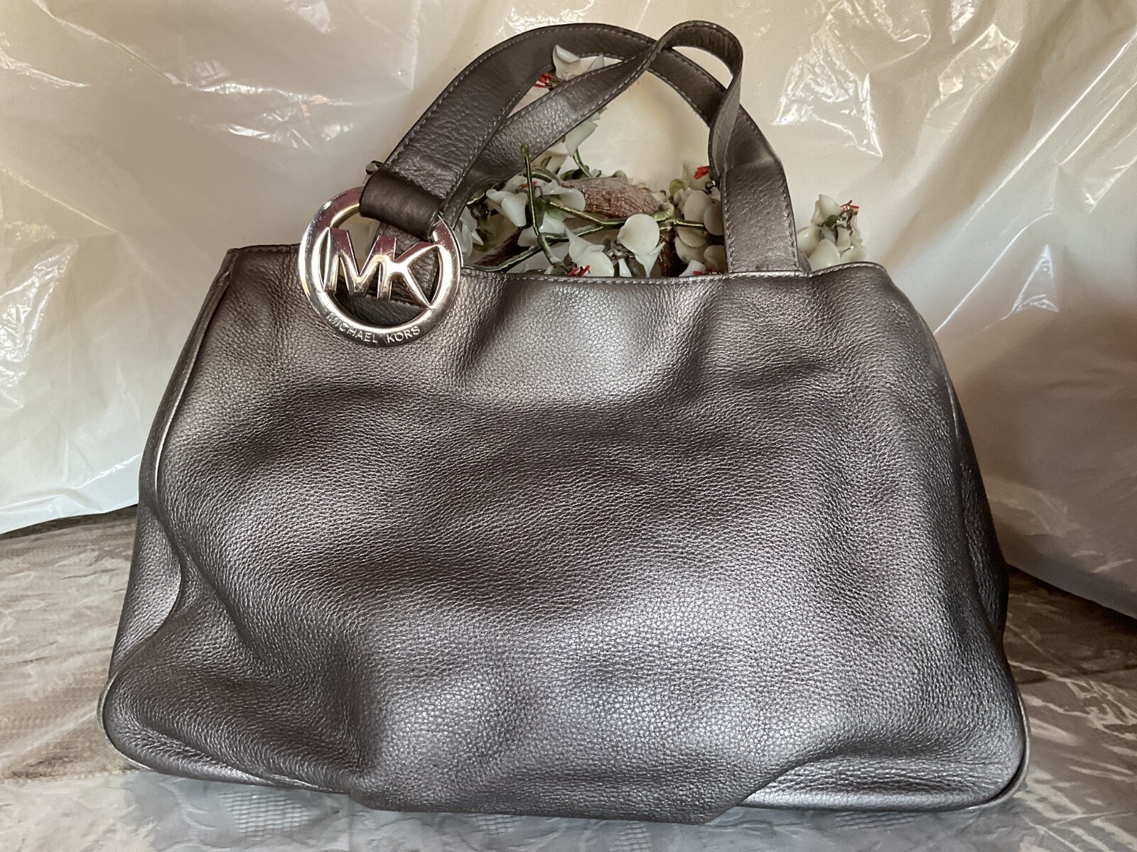 Michael Kors Large Silver Metallic Shoulder Bag for Women
