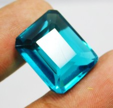Natural 19.50 Ct Brazilian Blue Topaz Emerald Cut Loose Gemstone Certified