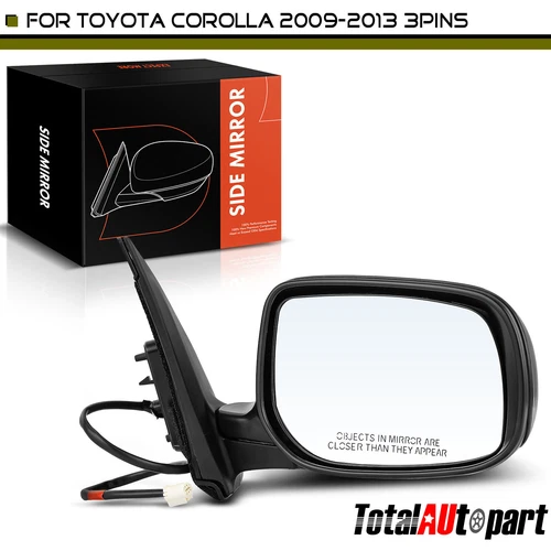 New Black Power Non-Heated Mirror for Toyota Corolla 2009-2013 3pins Passenger