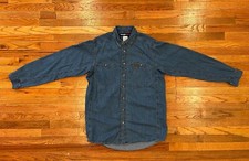 Wrangler Riggs Workwear Shirt Men Size L LS Button Down Rugged Heavy Twill