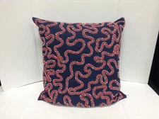 Frontgate Loloi Indoor Navy Beaded Decorative Chair Sofa Throw Bed Pillow 22x22