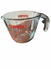 Vintage Pyrex Clear Glass 1 Cup Measuring Cup Open Handle