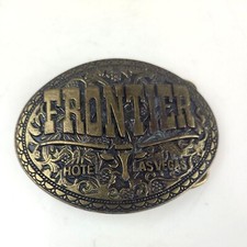Frontier Casino Hotel Las Vegas Belt Buckle Brass -Hotel Closed- Vintage Cool