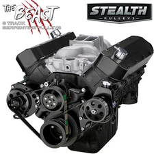 Black Big Block Chevy Serpentine Pulley Conversion Kit - Power Steering, BBC 454