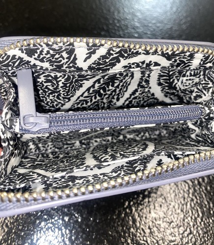Vera Bradley Leather Small Zip Around Wallet~ID Card holder Carbon Gray - Picture 6 of 9